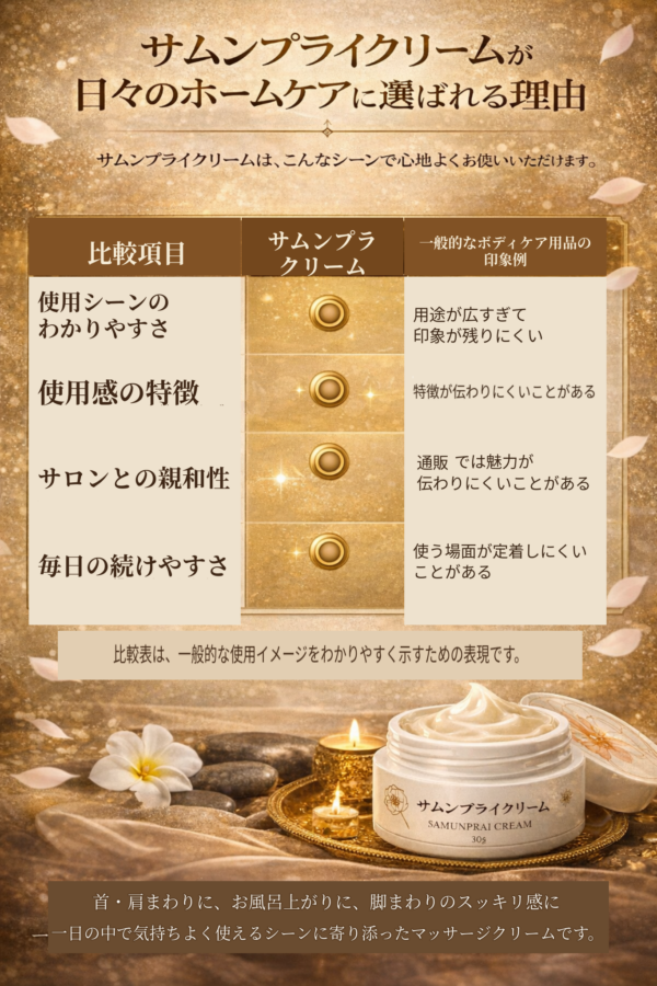 サムンプライクリームの比較イメージ